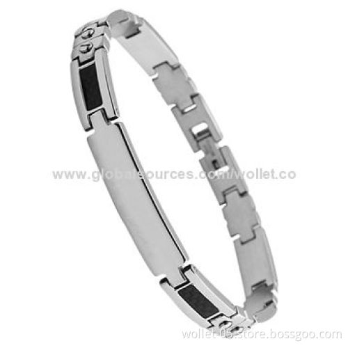 Carbon Fiber 316L Stainless Steel Charm Bracelet With High Polished, Accepts Customization